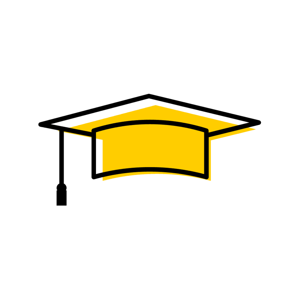 a gold graduation cap icon
